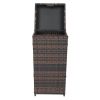 With Top Cover Iron Frame Rattan Trash Can Brown Gradient