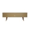 Manhattan Comfort Utopia 70.47" TV Stand with Splayed Wooden Legs and 4 Shelves in White