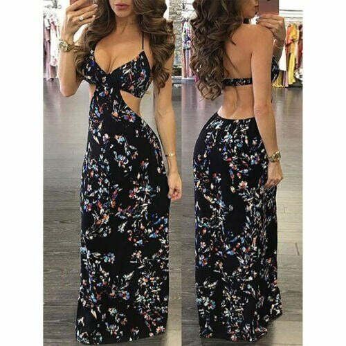Sexy Women Summer Vintage Boho Backless Long Maxi Evening Party Beach